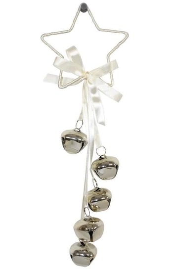 Zawieszka świąteczna, dzwonki, biało-srebrna, 30x10x1,5 cm Pigmejka