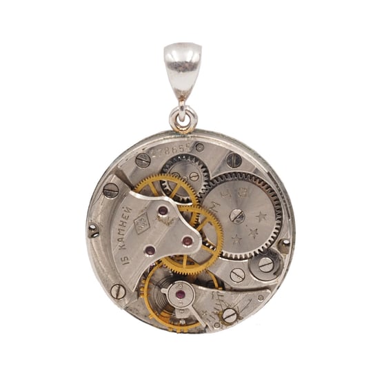 Zawieszka z okrągłym mechanizmem zegarka w srebrze.-4 Skorulski Jewellery