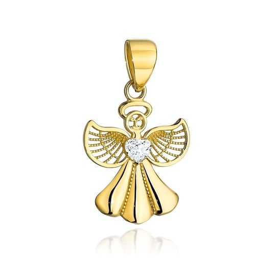 Zawieszka złota aniołek z centralnym serduszkiem pr. 585 24 Karaty