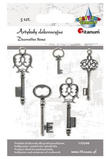 Zawieszki dekoracyjne klucze mix 5szt TITANIUM