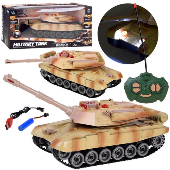 Zdalnie Sterowany Czołg Pojazd Samochód Wojskowy Zabawka Światła Led Lean Toys