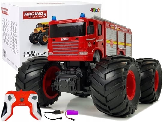 Zdalnie Sterowany Samochód Auto Rc Straż Pożarna Duże Koła Dźwięki Zabawka> Lean Toys