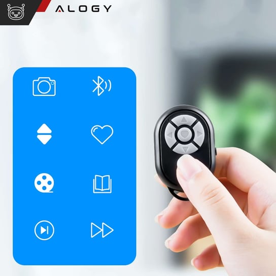 Zdalny kontroler Pilot Bluetooth do sterowania telefonem, robienia zdjęć, nagrań, przewijania Alogy Czarny Alogy