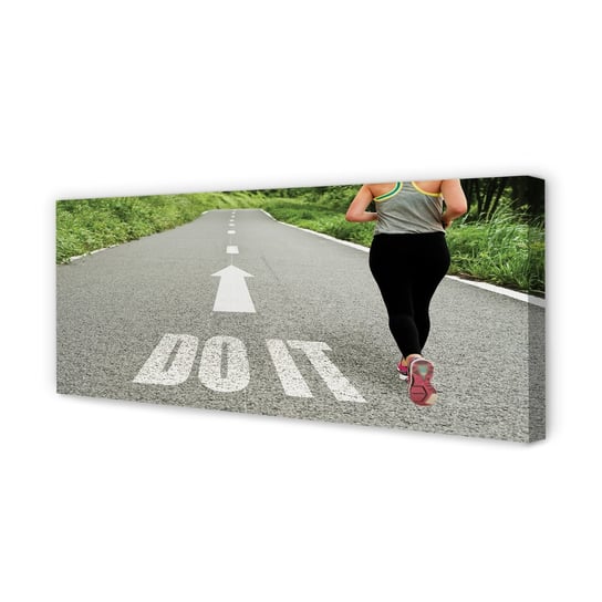 Zdjęcie na płótnie dekor TULUP Kobieta droga bieg, 125x50 cm Tulup