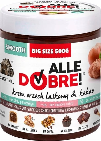 Zdrowy krem czekoladowy AlleDobre! 500g bez cukru i bez oleju palmowego/ SWEET Mill SWEET MILL