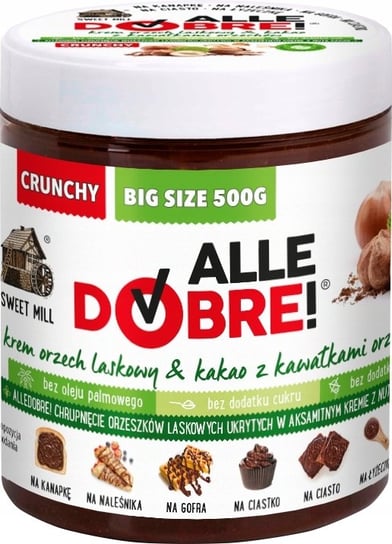 Zdrowy krem czekoladowy AlleDobre! CRUNCHY 500g SWEET MILL