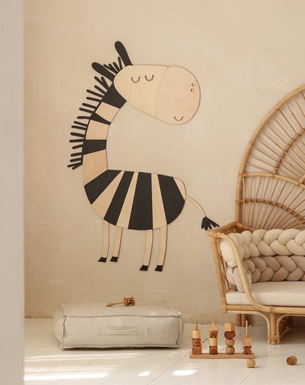 Zebra - drewniana dekoracja na ścianę w stylu Safari Rozmiar M Cut It Now