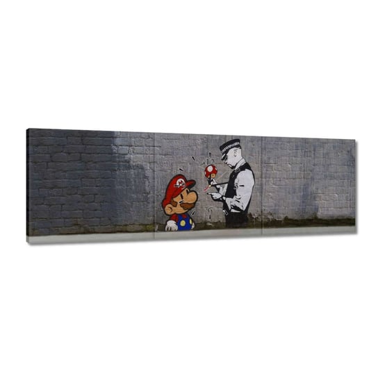 Zegar 120x40cm Banksy Grzybiarz Policja ZeSmakiem
