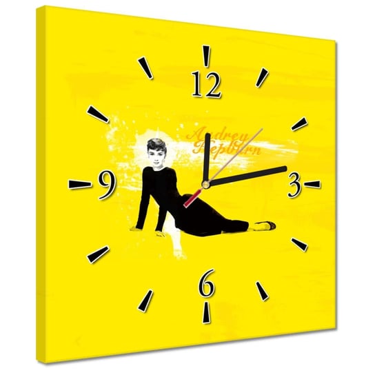 Zegar 30x30cm Audrey Hepburn Cytrynowy ZeSmakiem