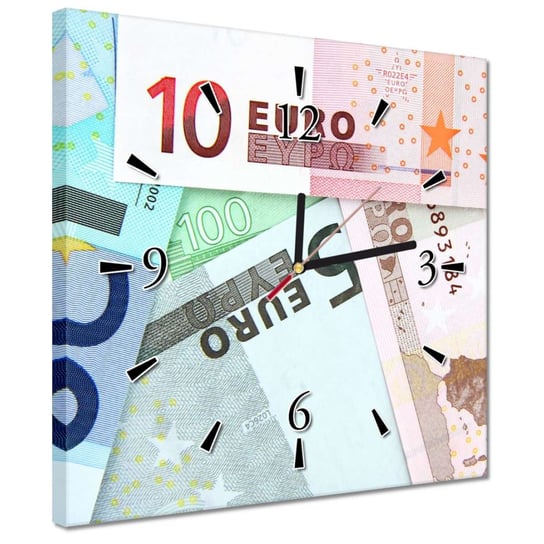 Zegar 30x30cm Banknoty EURO Forsa Kasa ZeSmakiem