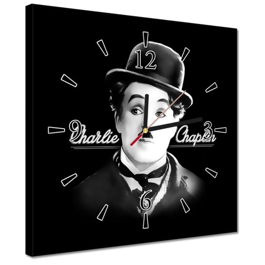 Zegar 30x30cm Charlie Chaplin Kapelusz ZeSmakiem