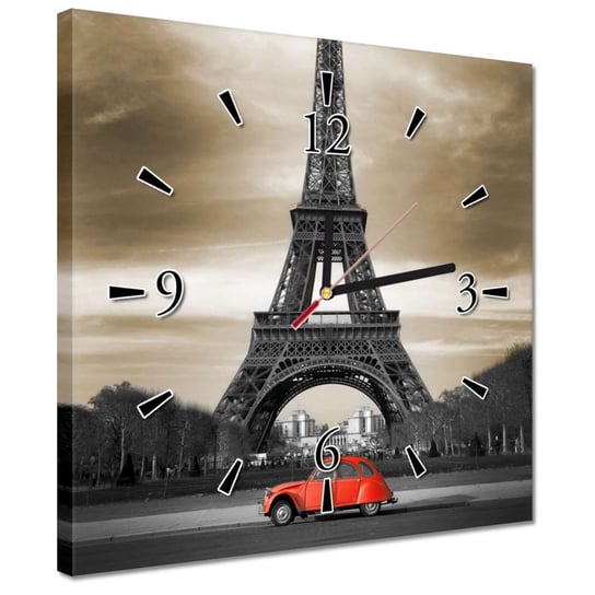 Zegar 30x30cm Czerwone autko Francja ZeSmakiem