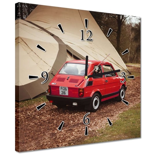 Zegar 30x30cm Czerwony maluch Fiat 126p ZeSmakiem