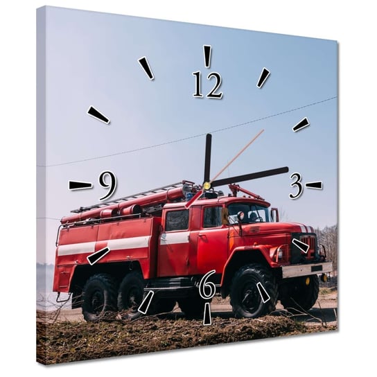 Zegar 30x30cm Czerwony Wóz Strażacki ZeSmakiem