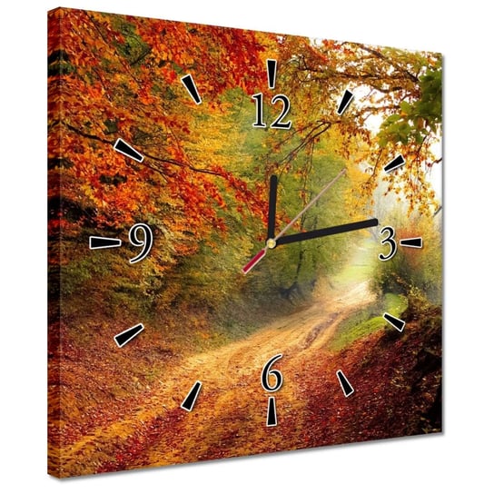 Zegar 30x30cm Droga w lesie jesień ZeSmakiem