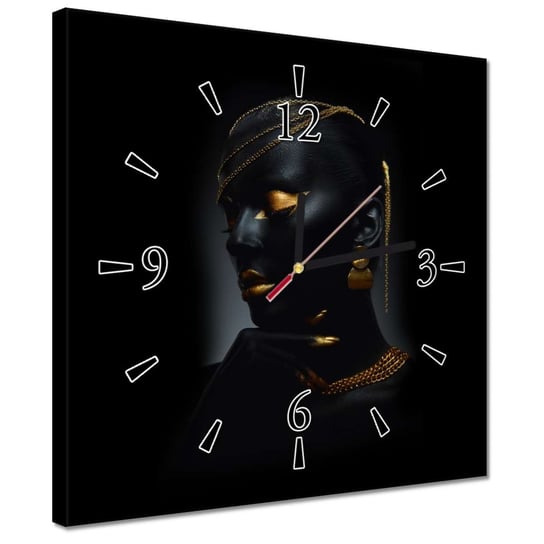Zegar 30x30cm Głowa ze złotymi ozdobami ZeSmakiem