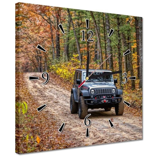 Zegar 30x30cm Jeep Wrangler w lesie ZeSmakiem