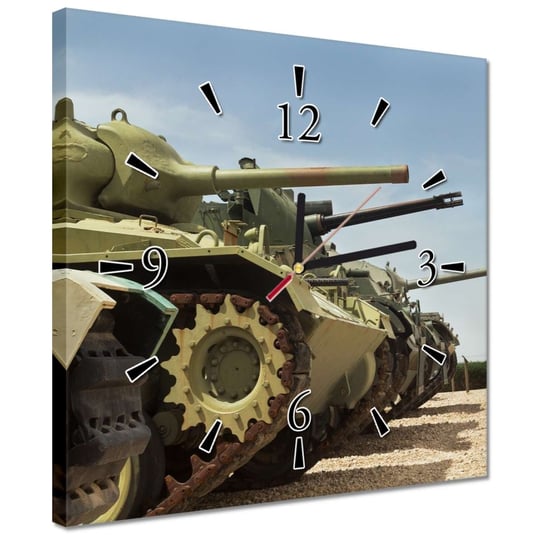 Zegar 30x30cm Kolekcja starych czołgów ZeSmakiem