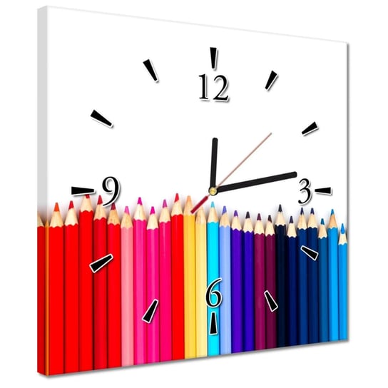 Zegar 30x30cm Kolorowe kredki rysunkowe ZeSmakiem