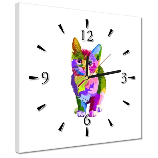 Zegar 30x30cm Kolorowy kotek ZeSmakiem