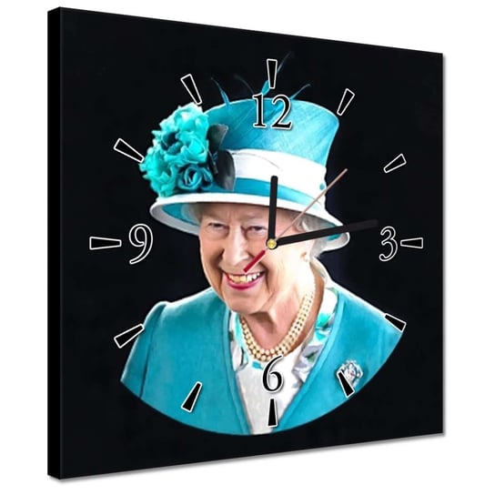 Zegar 30x30cm Królowa Anglii Elżbieta 2 ZeSmakiem