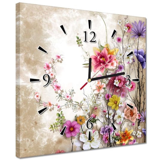 Zegar 30x30cm Kwiatowa kompozycja Kwiat ZeSmakiem