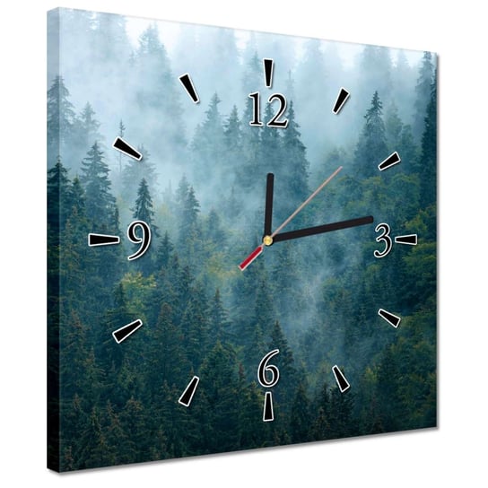 Zegar 30x30cm Las we mgle Podróżowanie ZeSmakiem