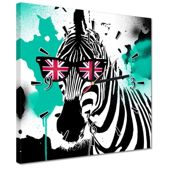 Zegar 30x30cm Miętowa Zebra Punk Star ZeSmakiem