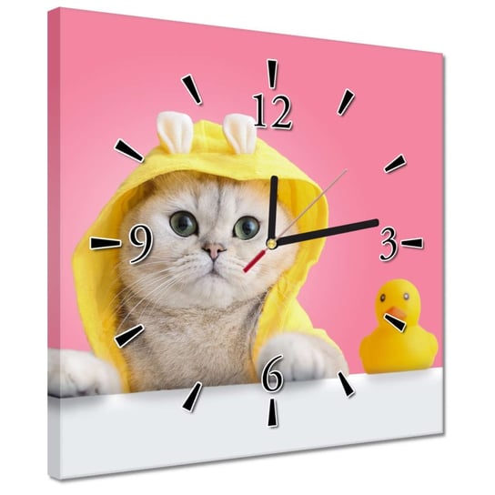 Zegar 30x30cm Miły kotek Zabawny kot ZeSmakiem