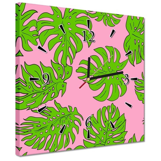 Zegar 30x30cm Monstera Zielony Róż ZeSmakiem