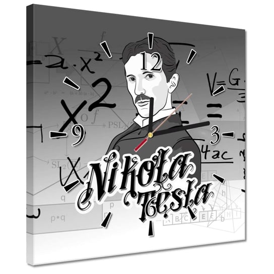 Zegar 30x30cm Nikola Tesla wynalazca ZeSmakiem