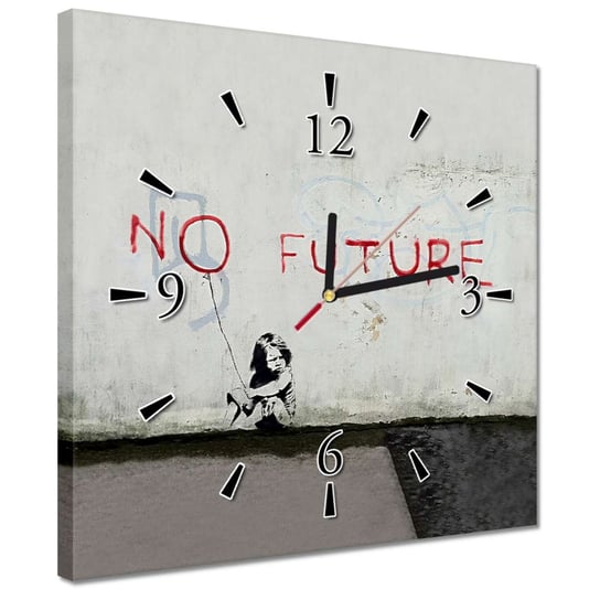 Zegar 30x30cm No Future Banksy Chłopiec ZeSmakiem