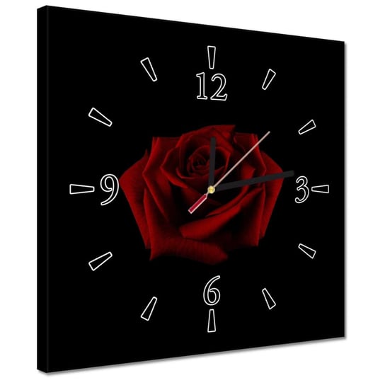 Zegar 30x30cm Piękna czerwona róża ZeSmakiem