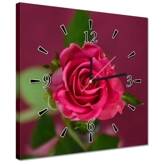 Zegar 30x30cm Róża na fioletowym tle ZeSmakiem