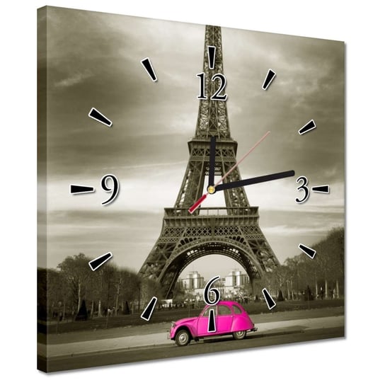 Zegar 30x30cm Różowy Citroen w Paryżu ZeSmakiem