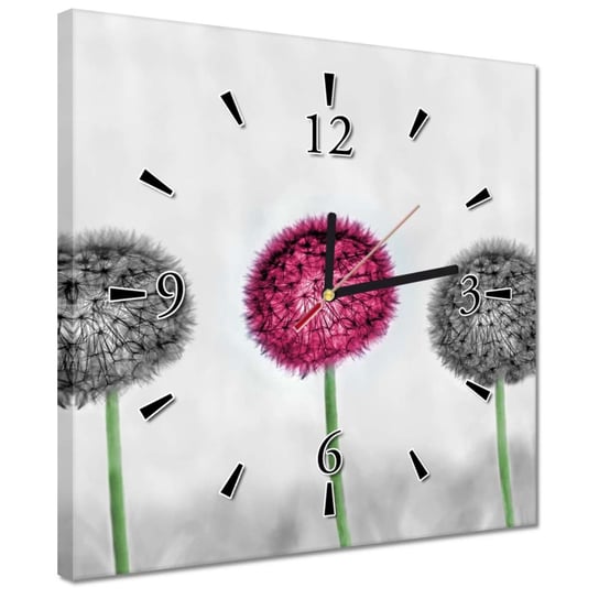 Zegar 30x30cm Różowy dmuchawiec Kwiat ZeSmakiem