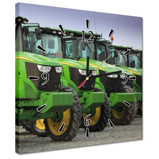 Zegar 30x30cm Rząd zielonych traktorów ZeSmakiem