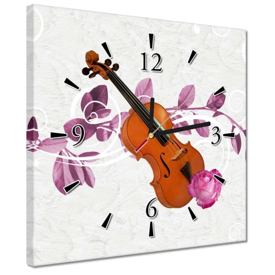 Zegar 30x30cm Skrzypce Muzyka Kwiaty ZeSmakiem