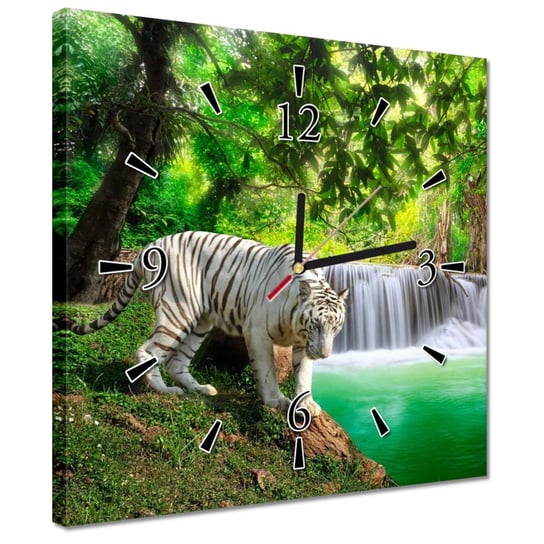 Zegar 30x30cm Tygrys przy wodospadzie ZeSmakiem