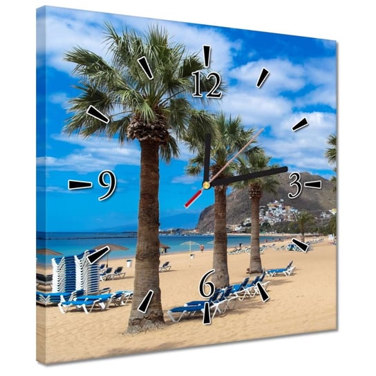 Zegar 30x30cm Wielkie palmy na plaży ZeSmakiem