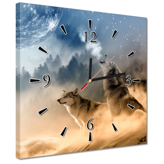 Zegar 30x30cm Wilk wyjący do księżyca ZeSmakiem
