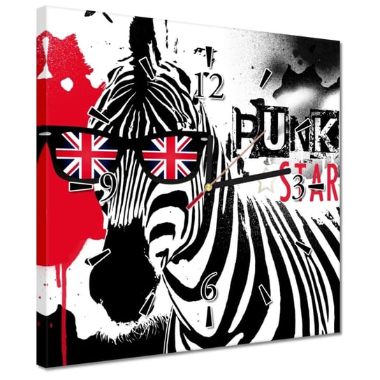 Zegar 30x30cm Zebra Punk Star Okulary ZeSmakiem
