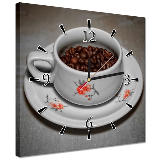 Zegar 30x30cm Ziarna kawy w filiżance ZeSmakiem