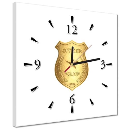 Zegar 30x30cm Złota odznaka policjanta ZeSmakiem