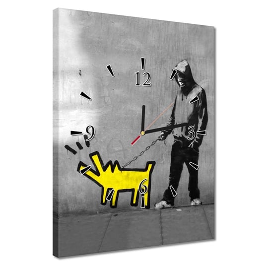 Zegar 30x40cm Żółty piesek Banksy ZeSmakiem