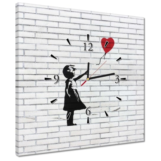 Zegar 40x40cm Banksy Dziewczynka Balon ZeSmakiem