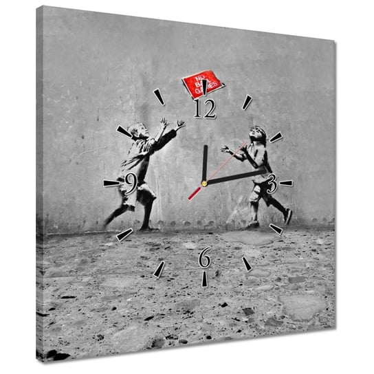 Zegar 40x40cm Banksy No Ball Games ZeSmakiem