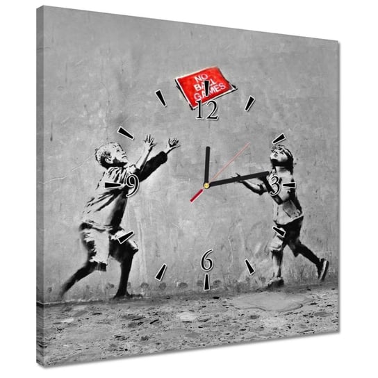 Zegar 40x40cm Banksy No Ball Games ZeSmakiem