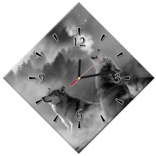 Zegar 42x42cm Wilk wyjący do Księżyca ZeSmakiem