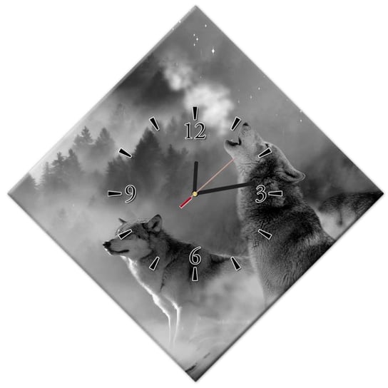 Zegar 56x56cm Wilk wyjący do Księżyca ZeSmakiem